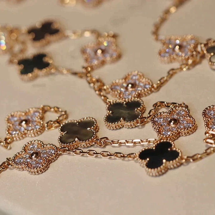 [Riva Jewelry ]CLOVER 20 MOTIFS DARK MOP DIAMOND  NECKLACE