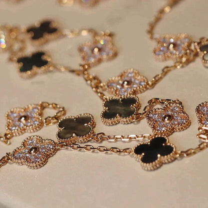 [Riva Jewelry ]CLOVER 20 MOTIFS DARK MOP DIAMOND  NECKLACE