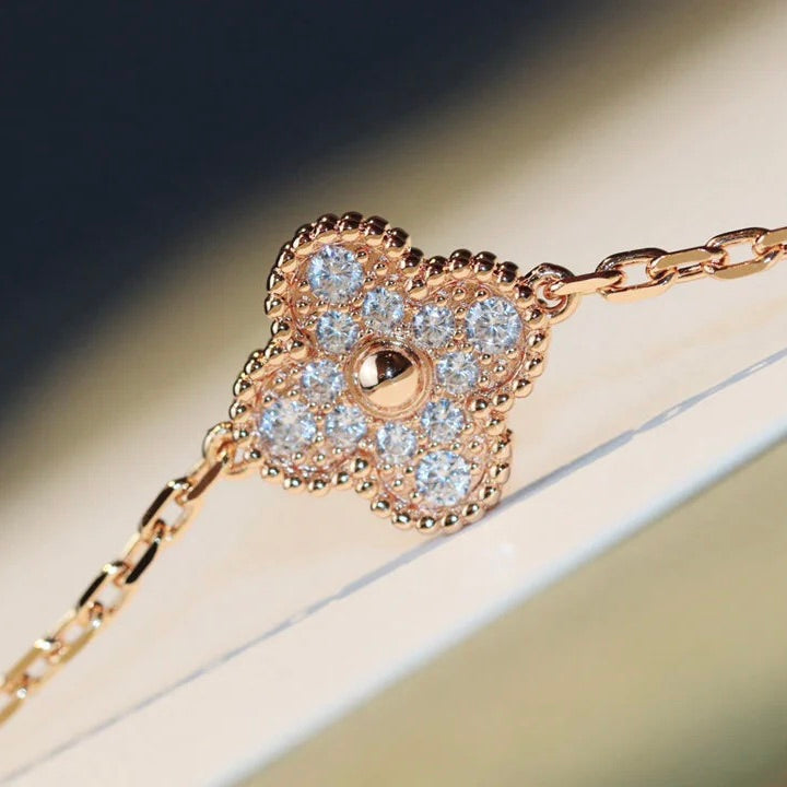 [Riva Jewelry ]CLOVER 20 MOTIFS MALACHITE DIAMOND NECKLACE