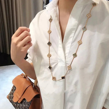 [Riva Jewelry ]CLOVER 20 MOTIFS DARK MOP DIAMOND  NECKLACE
