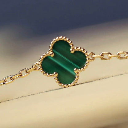 [Riva Jewelry ]CLOVER 20 MOTIFS MALACHITE DIAMOND NECKLACE