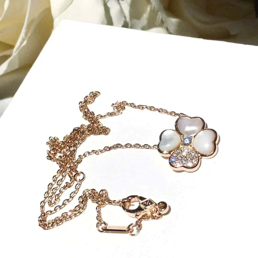 [Riva Jewelry ]CLOVER MOP DIAMOND ROSE GOLD NECKLACE