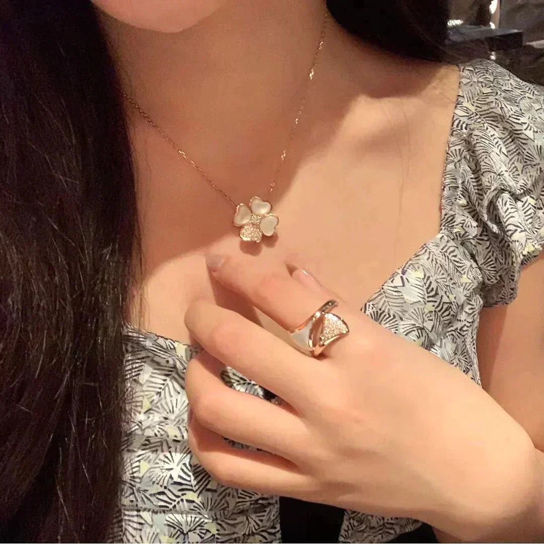 [Riva Jewelry ]CLOVER MOP DIAMOND ROSE GOLD NECKLACE