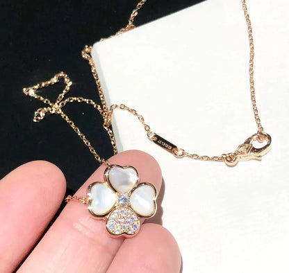 [Riva Jewelry ]CLOVER MOP DIAMOND ROSE GOLD NECKLACE
