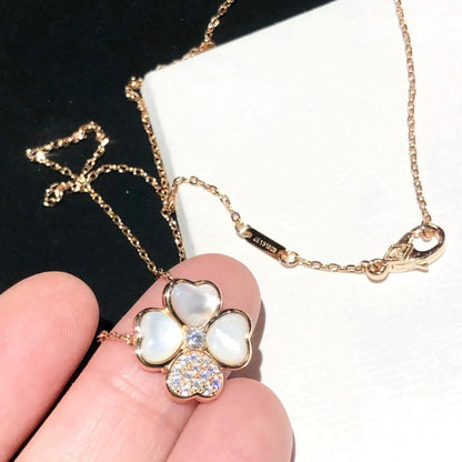 [Riva Jewelry ]CLOVER MOP DIAMOND ROSE GOLD NECKLACE