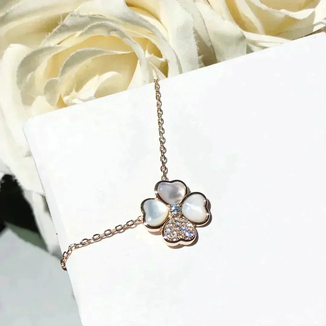 [Riva Jewelry ]CLOVER MOP DIAMOND ROSE GOLD NECKLACE