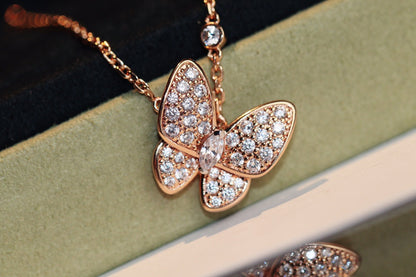 [Riva Jewelry]バタフライダイヤモンドチャームネックレス