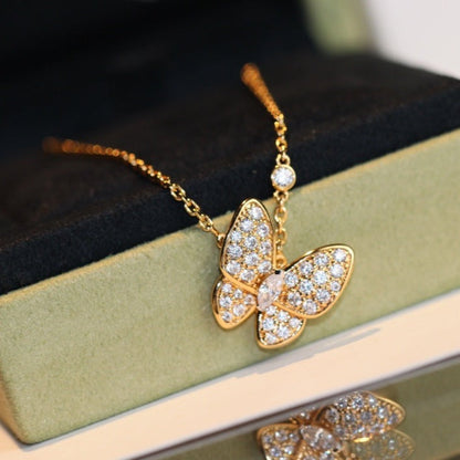 [Riva Jewelry]バタフライダイヤモンドチャームネックレス
