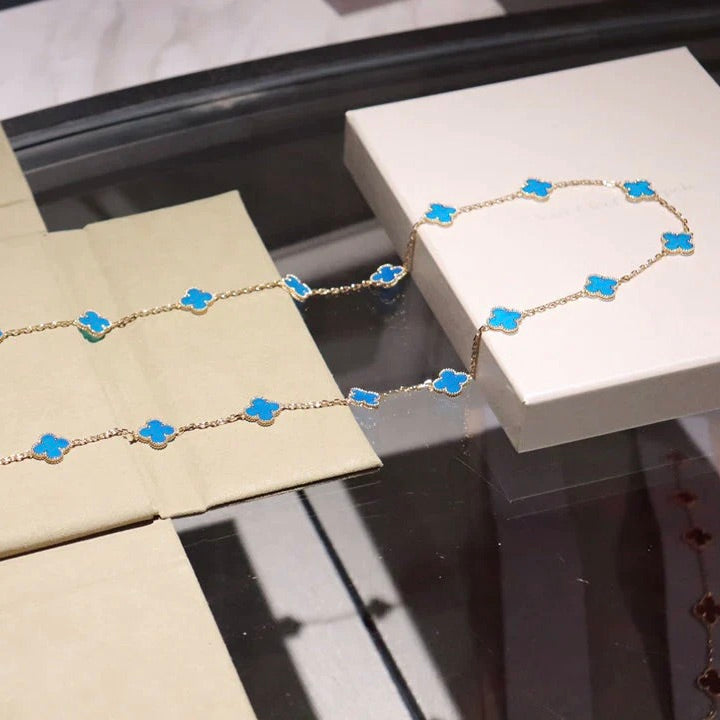 [Riva Jewelry ]CLOVER 20 MOTIFS BLUE AGATE GOLD
