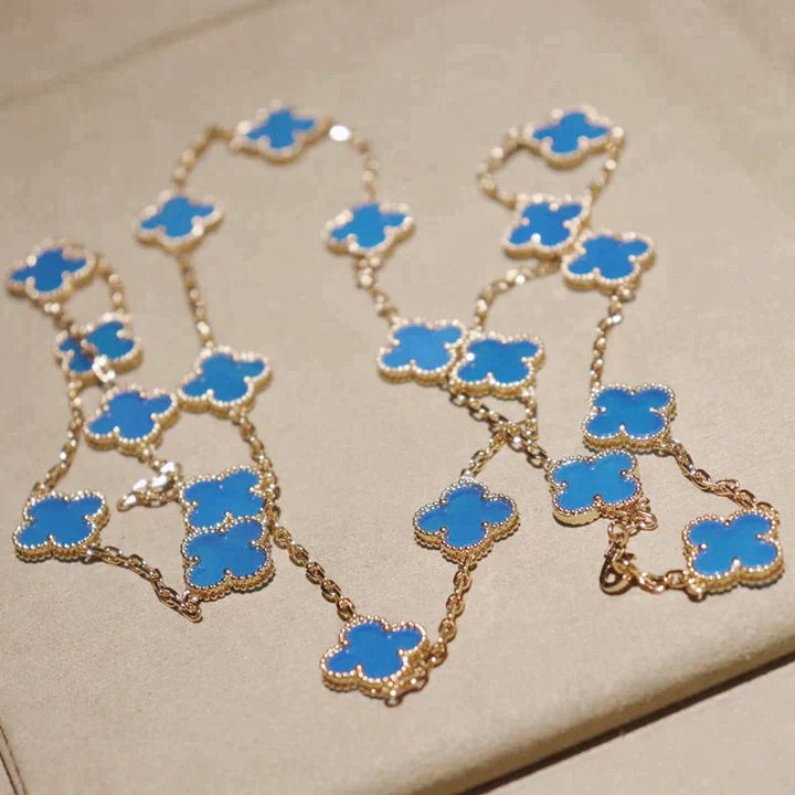 [Riva Jewelry ]CLOVER 20 MOTIFS BLUE AGATE GOLD