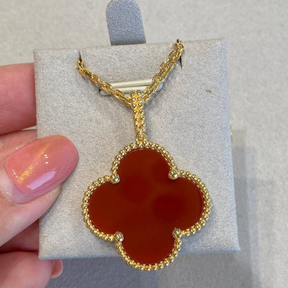 [Riva Jewelry ]CLOVER 25MM NECKLACE GOLD CARNELIAN