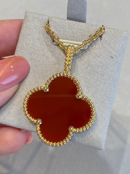 [Riva Jewelry ]CLOVER 25MM NECKLACE GOLD CARNELIAN