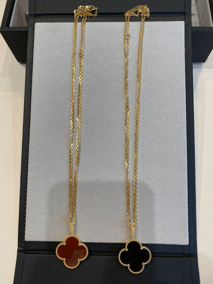 [Riva Jewelry ]CLOVER 25MM NECKLACE GOLD CARNELIAN