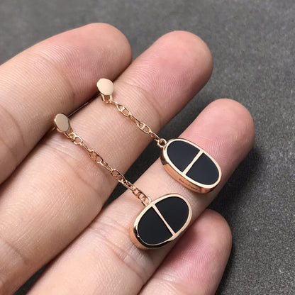 [Riva Jewelry ]CHAINE VERSO BLACK CERAMIC SILVER EARRINGS