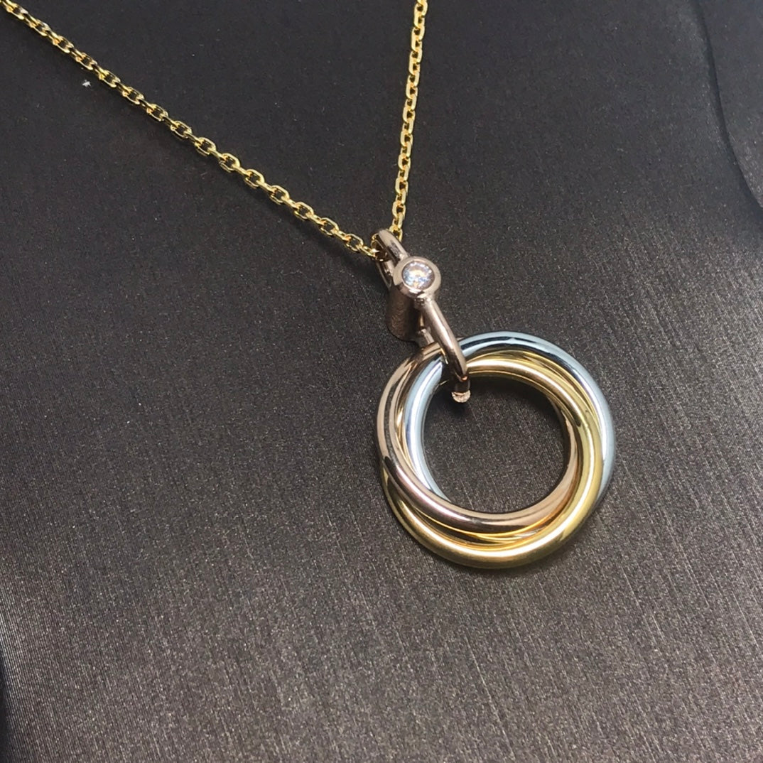 [Riva Jewelry ]TRINITY SILVER GOLD PINK GOLD NECKLACE