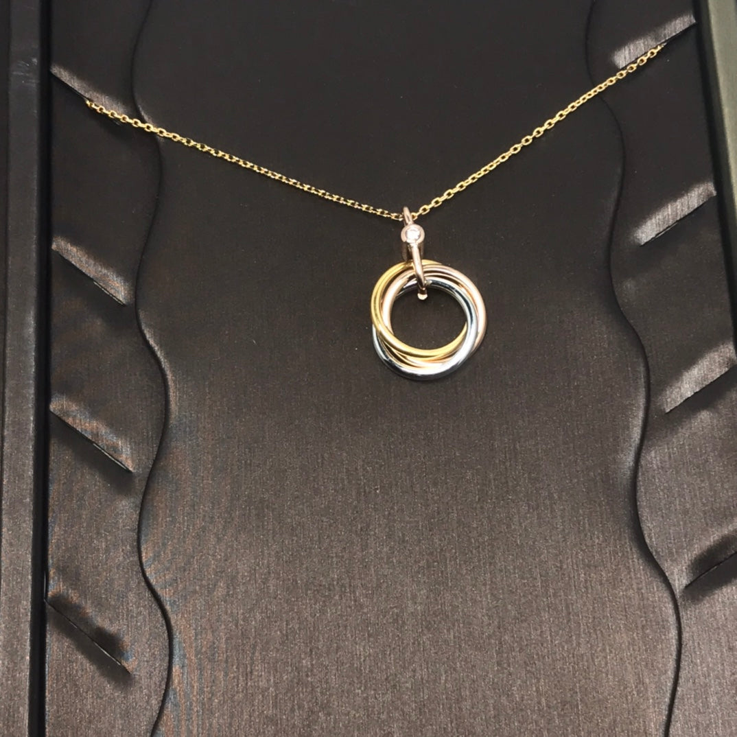 [Riva Jewelry ]TRINITY SILVER GOLD PINK GOLD NECKLACE