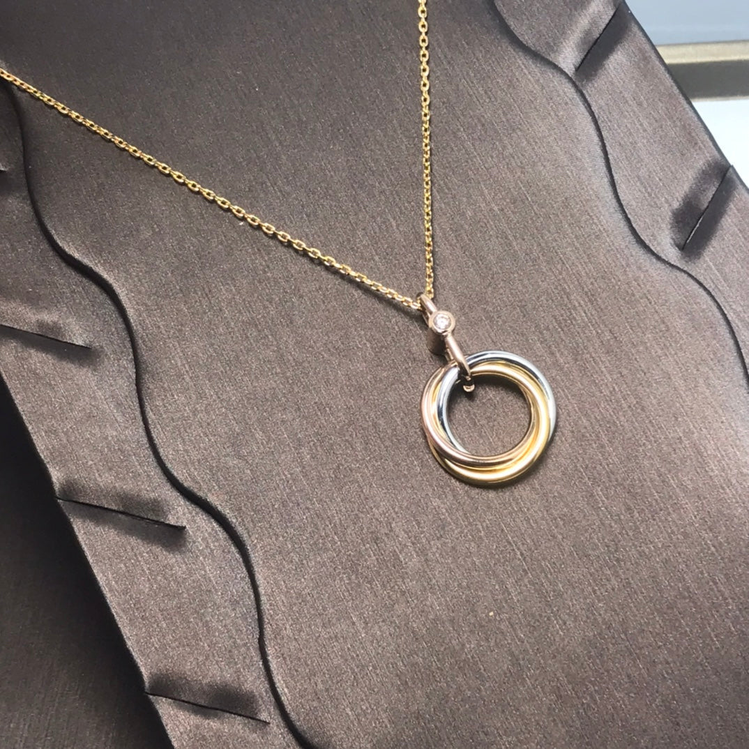 [Riva Jewelry ]TRINITY SILVER GOLD PINK GOLD NECKLACE