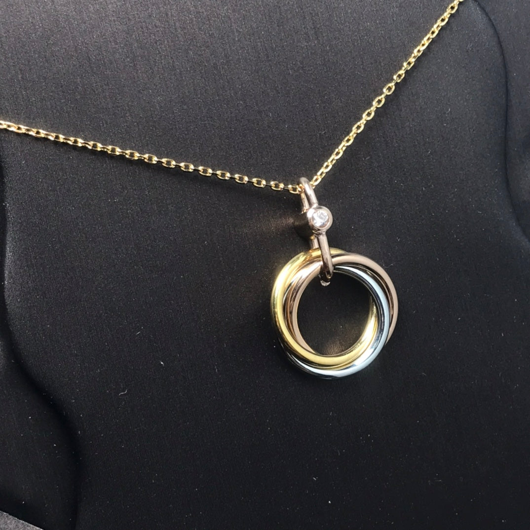 [Riva Jewelry ]TRINITY SILVER GOLD PINK GOLD NECKLACE