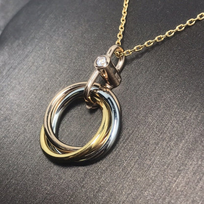 [Riva Jewelry ]TRINITY SILVER GOLD PINK GOLD NECKLACE