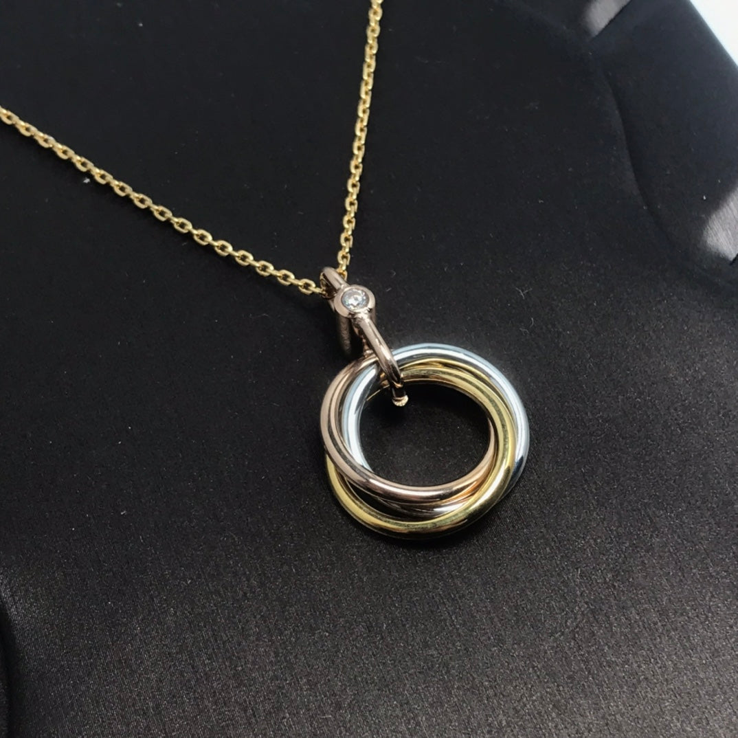 [Riva Jewelry ]TRINITY SILVER GOLD PINK GOLD NECKLACE