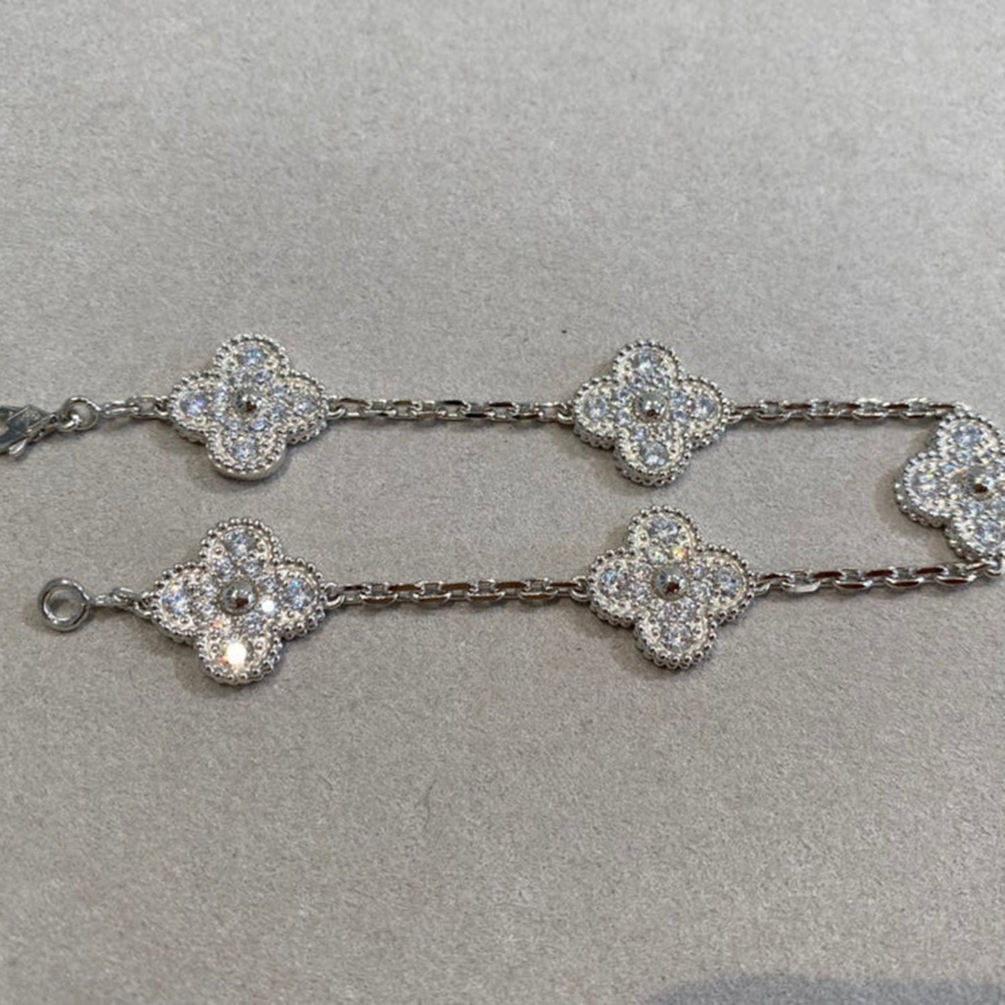 [Riva Jewelry]LUCKY CLOVER 5-MOTIF BRACELET - FULL-DIAMOND