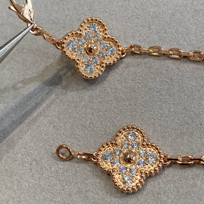 [Riva Jewelry]LUCKY CLOVER 5-MOTIF BRACELET - FULL-DIAMOND