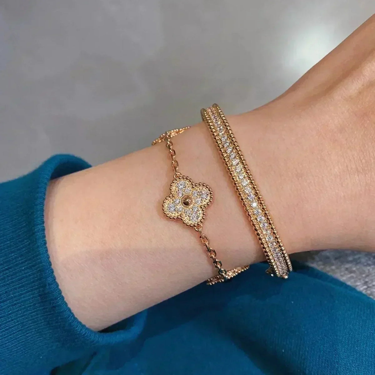 [Riva Jewelry ] CLOVER 5 MOTIF FULL DIAMOND BRACELET COLLECTION