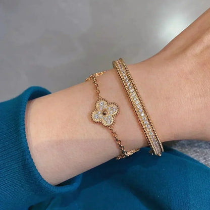 [Riva Jewelry]LUCKY CLOVER 5-MOTIF BRACELET - FULL-DIAMOND