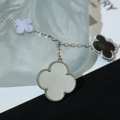 [Riva Jewelry ]CLOVER BRACELET 5 MOTIFS MOP CHALCEDONY SILVER