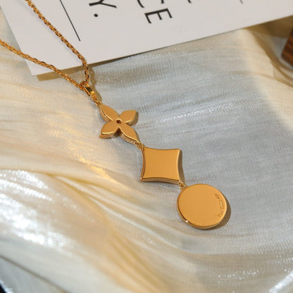 [Riva Jewelry ]STAR AND SUN DIAMOND PINK GOLD NECKLACE