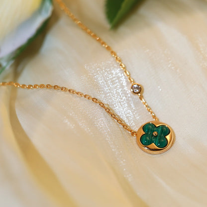[Riva Jewelry ]SUN PEDANT PINK GOLD 1 DIAMOND NECKLACE