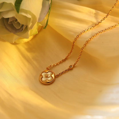[Riva Jewelry ]SUN PEDANT PINK GOLD 1 DIAMOND NECKLACE