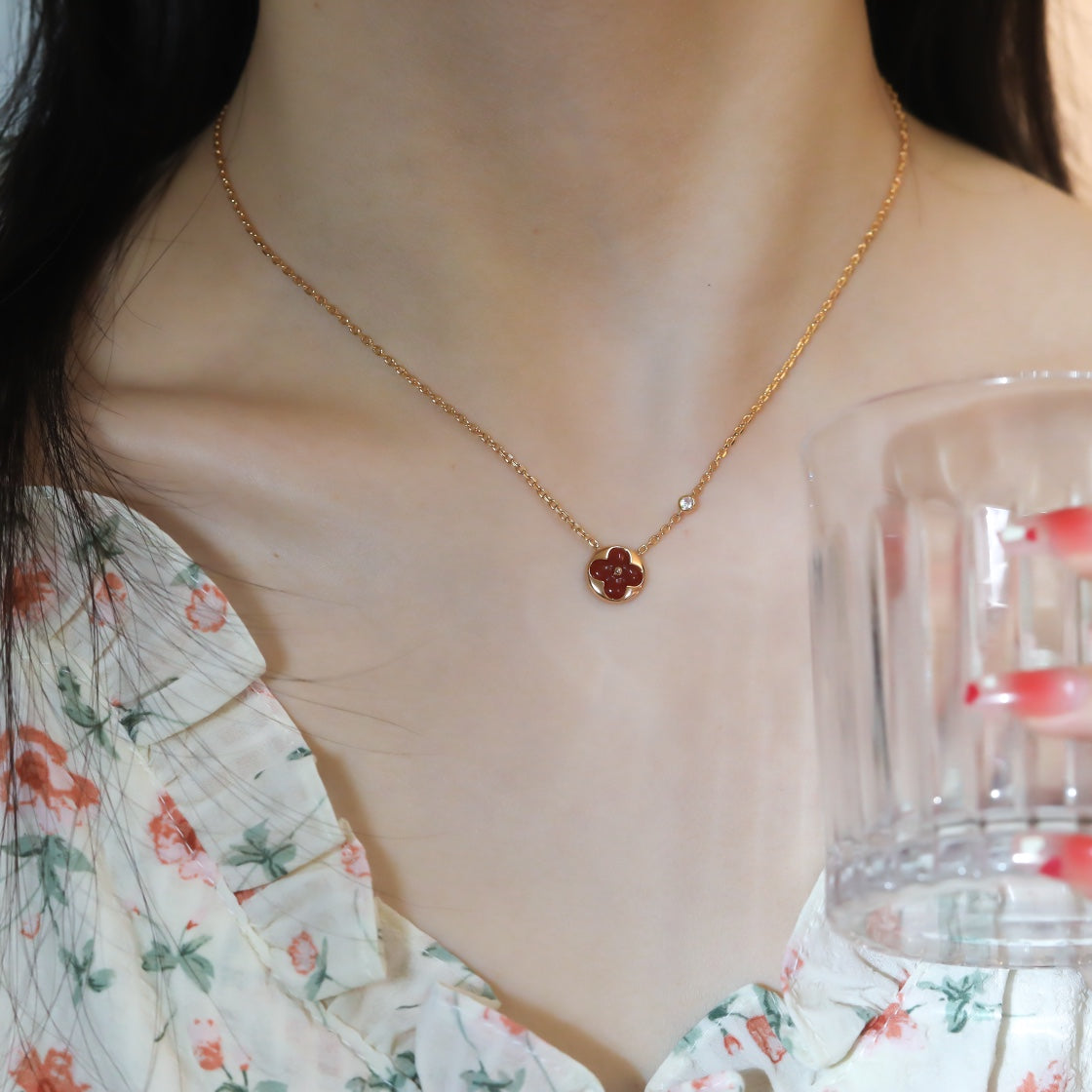 [Riva Jewelry]SUN PEDANT ROSE GOLD 1 DIAMOND NECKLACE