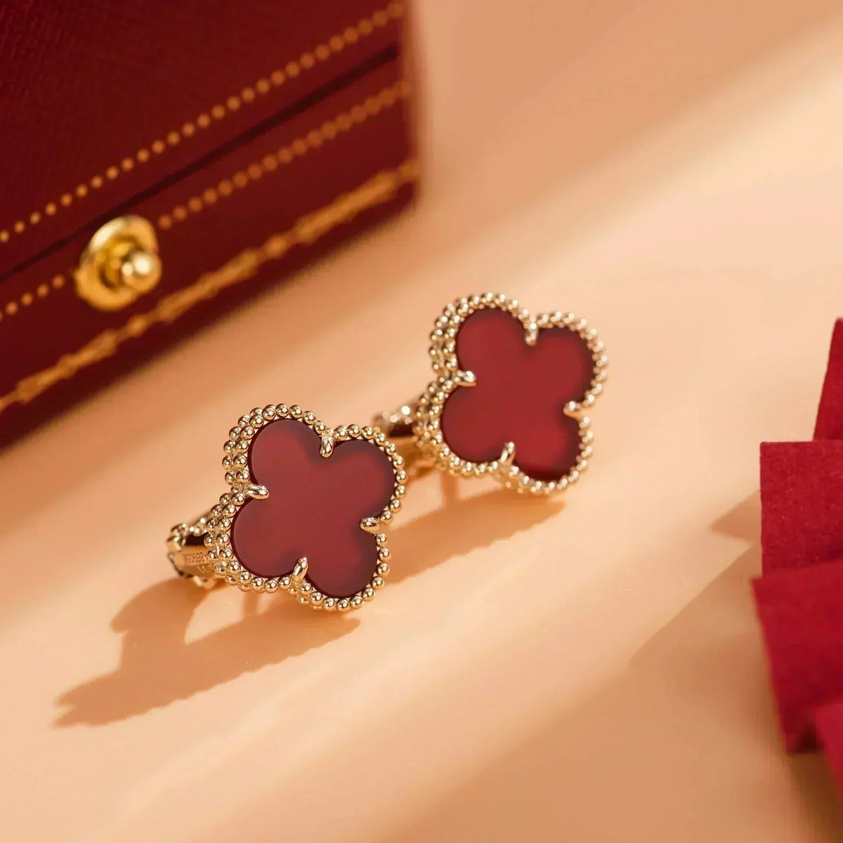 [Riva Jewelry ]CLOVER MEDIUM 1 MOTIFS CARNELIAN  EARRINGS