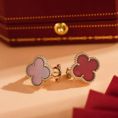 [Riva Jewelry ]CLOVER MEDIUM 1 MOTIFS CARNELIAN  EARRINGS