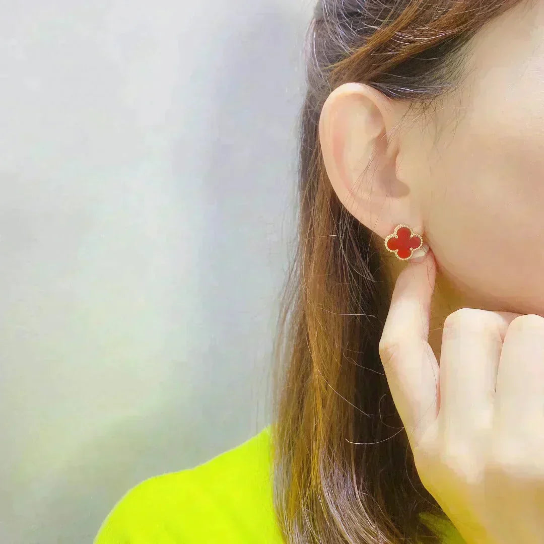[Riva Jewelry ]CLOVER MEDIUM 1 MOTIFS CARNELIAN  EARRINGS
