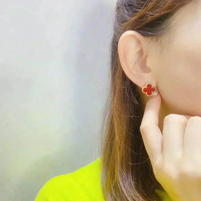 [Riva Jewelry ]CLOVER MEDIUM 1 MOTIFS CARNELIAN  EARRINGS