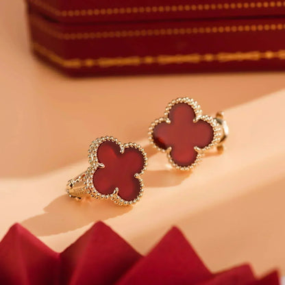 [Riva Jewelry ]CLOVER MEDIUM 1 MOTIFS CARNELIAN  EARRINGS