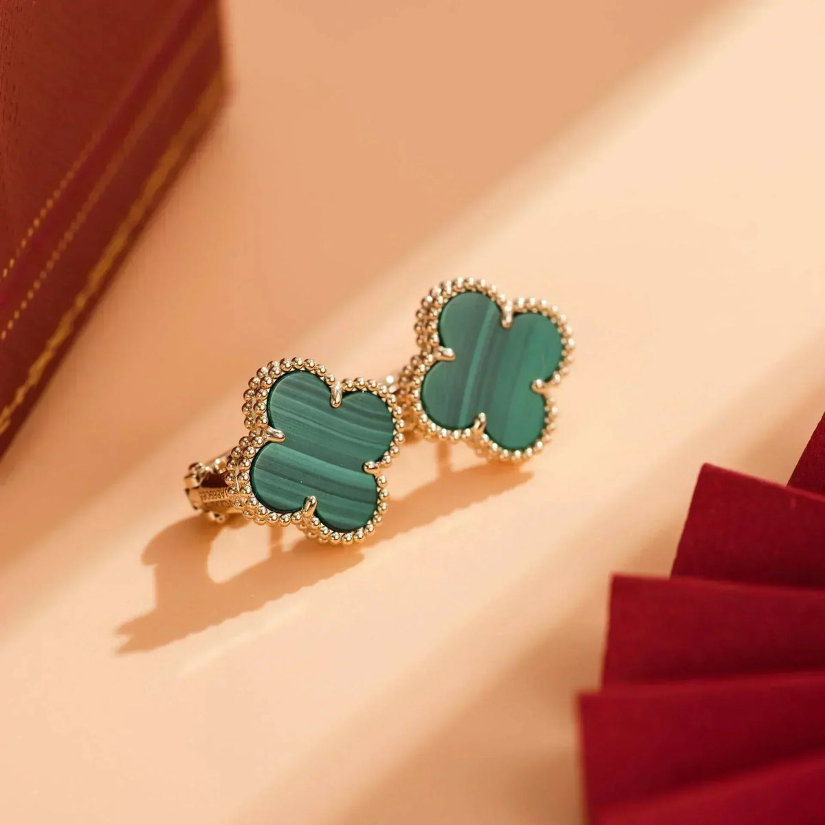 [Riva Jewelry ]CLOVER MEDIUM 1 MOTIFS MALACHITE  EARRINGS