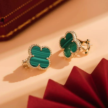 [Riva Jewelry ]CLOVER MEDIUM 1 MOTIFS MALACHITE  EARRINGS