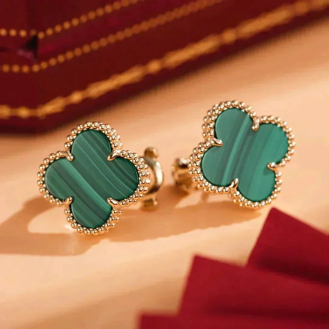 [Riva Jewelry ]CLOVER MEDIUM 1 MOTIFS MALACHITE  EARRINGS