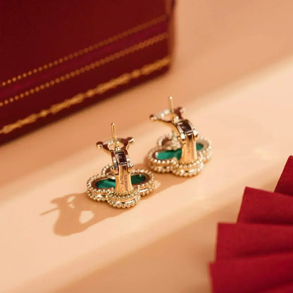 [Riva Jewelry ]CLOVER MEDIUM 1 MOTIFS MALACHITE  EARRINGS