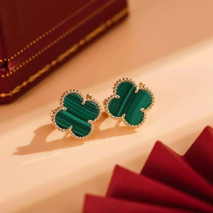 [Riva Jewelry ]CLOVER MEDIUM 1 MOTIFS MALACHITE  EARRINGS