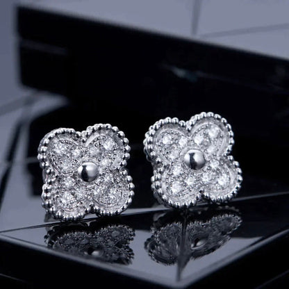 [Riva Jewelry ]CLOVER 1 MOTIFS DIAMOND STUD EARRINGS SILVER