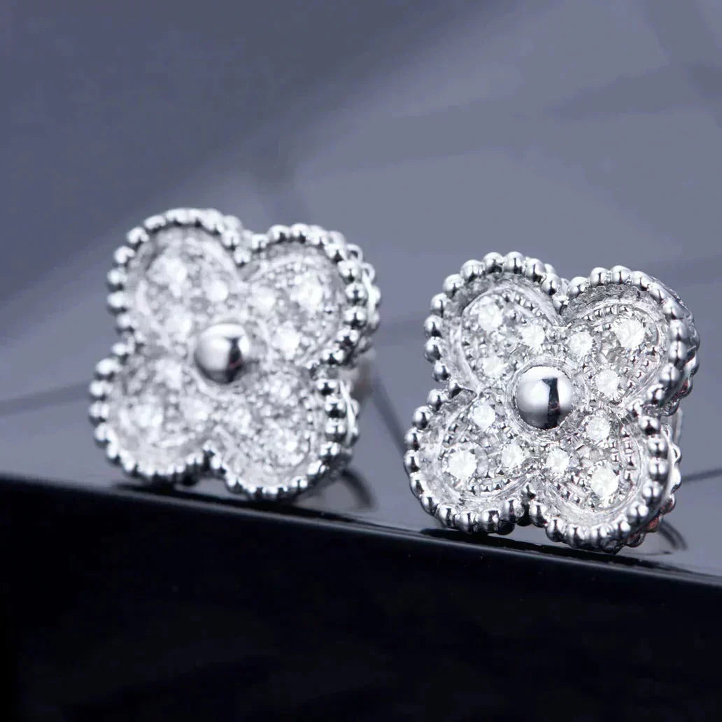 [Riva Jewelry ]CLOVER 1 MOTIFS DIAMOND STUD EARRINGS SILVER