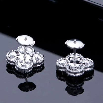 [Riva Jewelry ]CLOVER 1 MOTIFS DIAMOND STUD EARRINGS SILVER