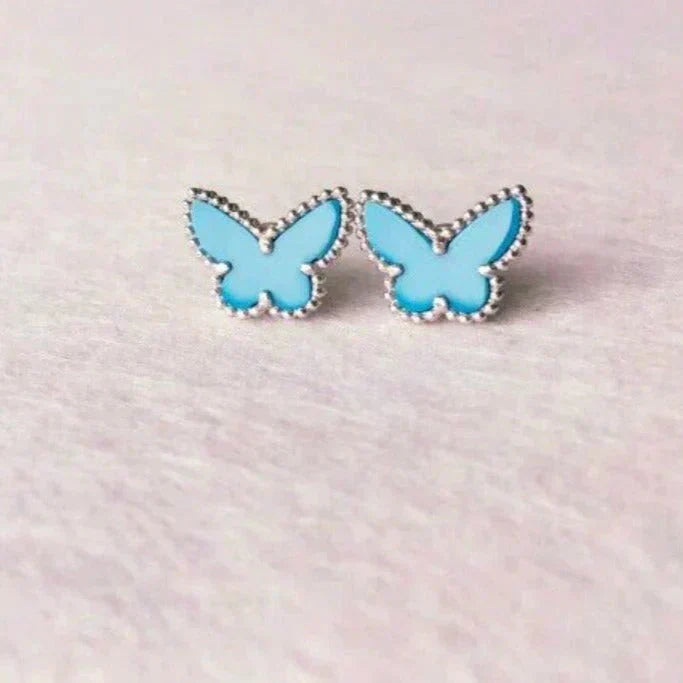[Riva Jewelry ]BUTTERFLY TURQUOISE EARRINGS SILVER