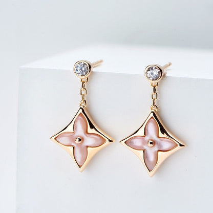 [Riva Schmuck] DOPPELSTERN ROSÉGOLD MOP TROPFENOHRRINGE