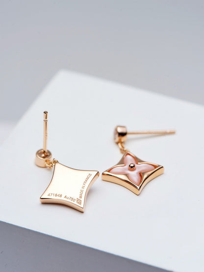 [Riva Schmuck] DOPPELSTERN ROSÉGOLD MOP TROPFENOHRRINGE