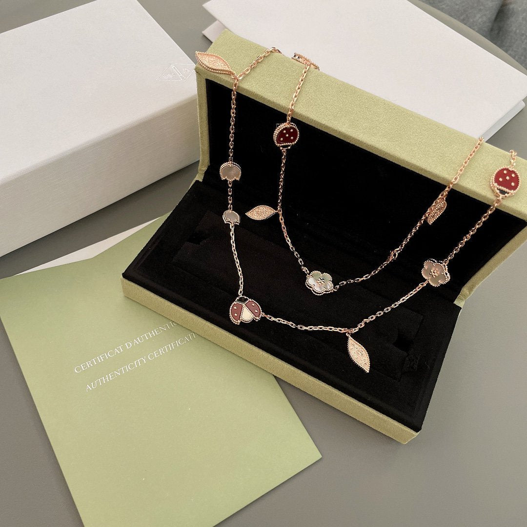 [Riva Jewelry ]LUCKY SPRING 15 MOTIFS ROSE GOLD NECKLACE
